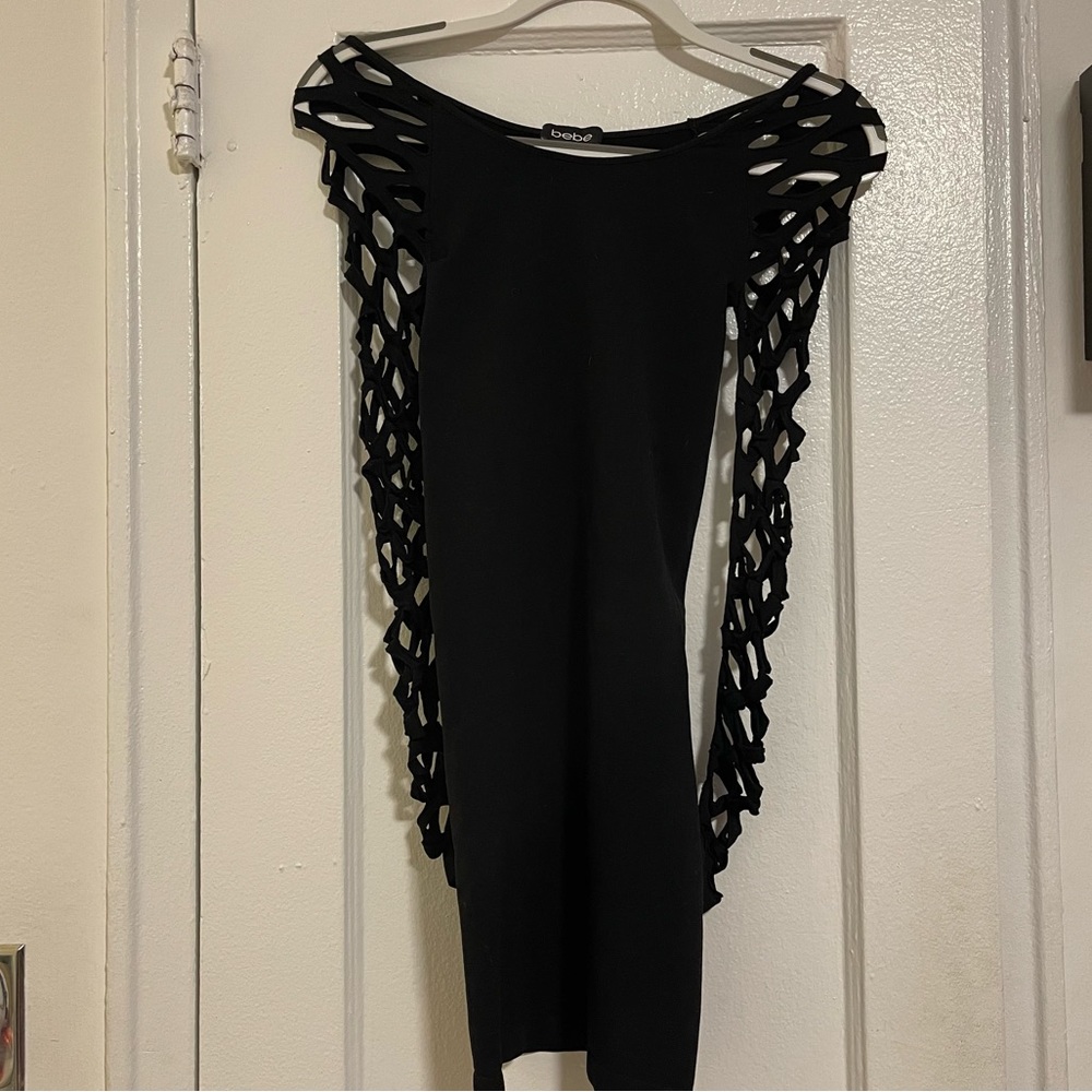 long sleeve black dress with cut out sleeves